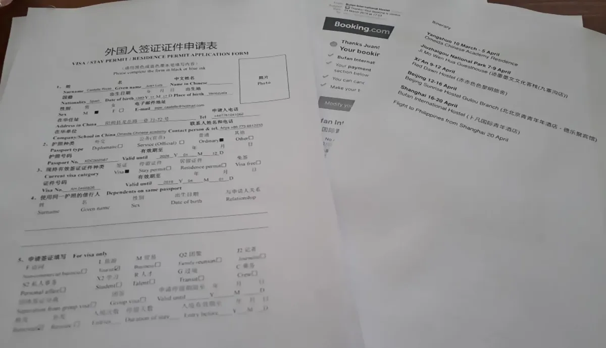 Hồ sơ cần thiết để xin Visa Trung Quốc