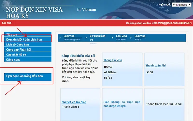 Đặt lịch hẹn phỏng vấn xin Visa đi Mỹ công tác