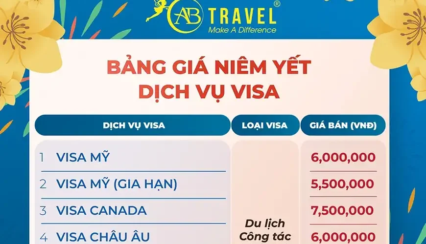 Bảng giá Visa tại AB Travel