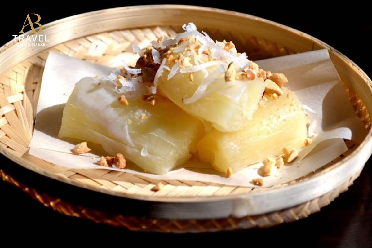 Traditional wartime food with boiled cassava and sesame salt at the Cu Chi Tunnels on the best Cu Chi tours.